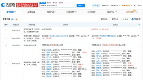 Rokid旗下杭州科技公司注册资本激增至5.7亿，业务扩张聚焦计算机软硬件